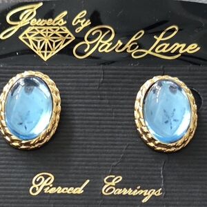 Park Lane Gold & Blue Earrings.  Large Size. Gorgeous. New on Orig. Card.